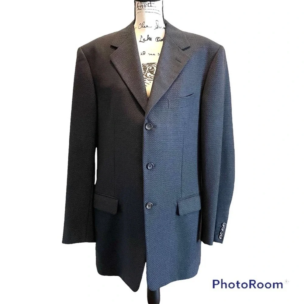 PAL ZILERI GRUPPO FORALL Mens Jacket Blazer Navy Blue Black Size 46L Sport Coat